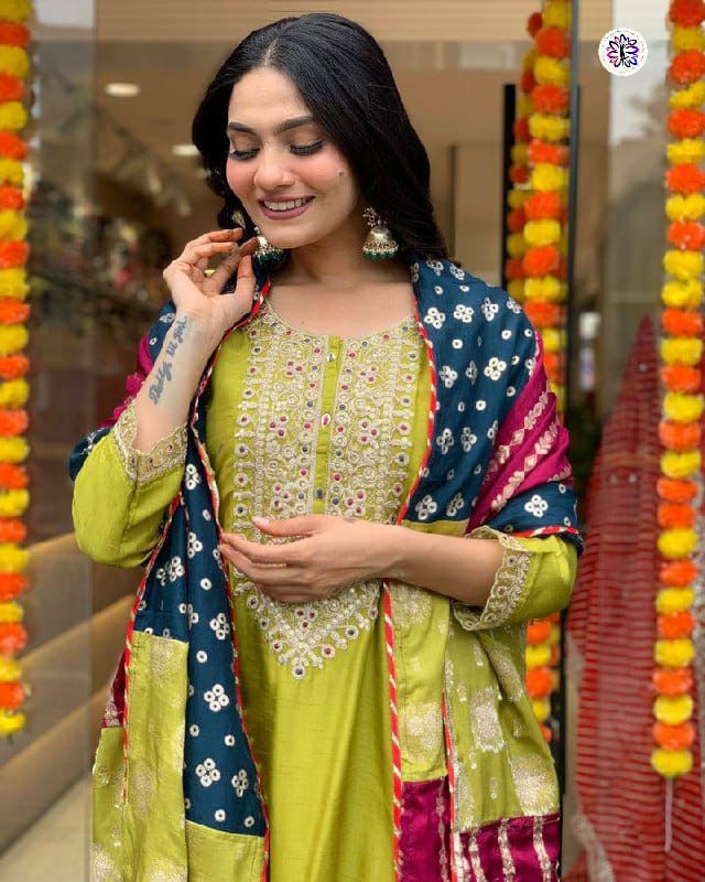 KF 4036 Kalaai Viscose Chanderi Kurti With Bottom Dupatta Wholesale Online